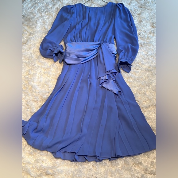 Satin & Chiffon by Richard Warren’s Classic Cocktail Dress with Tiered Sash - Picture 1 of 7